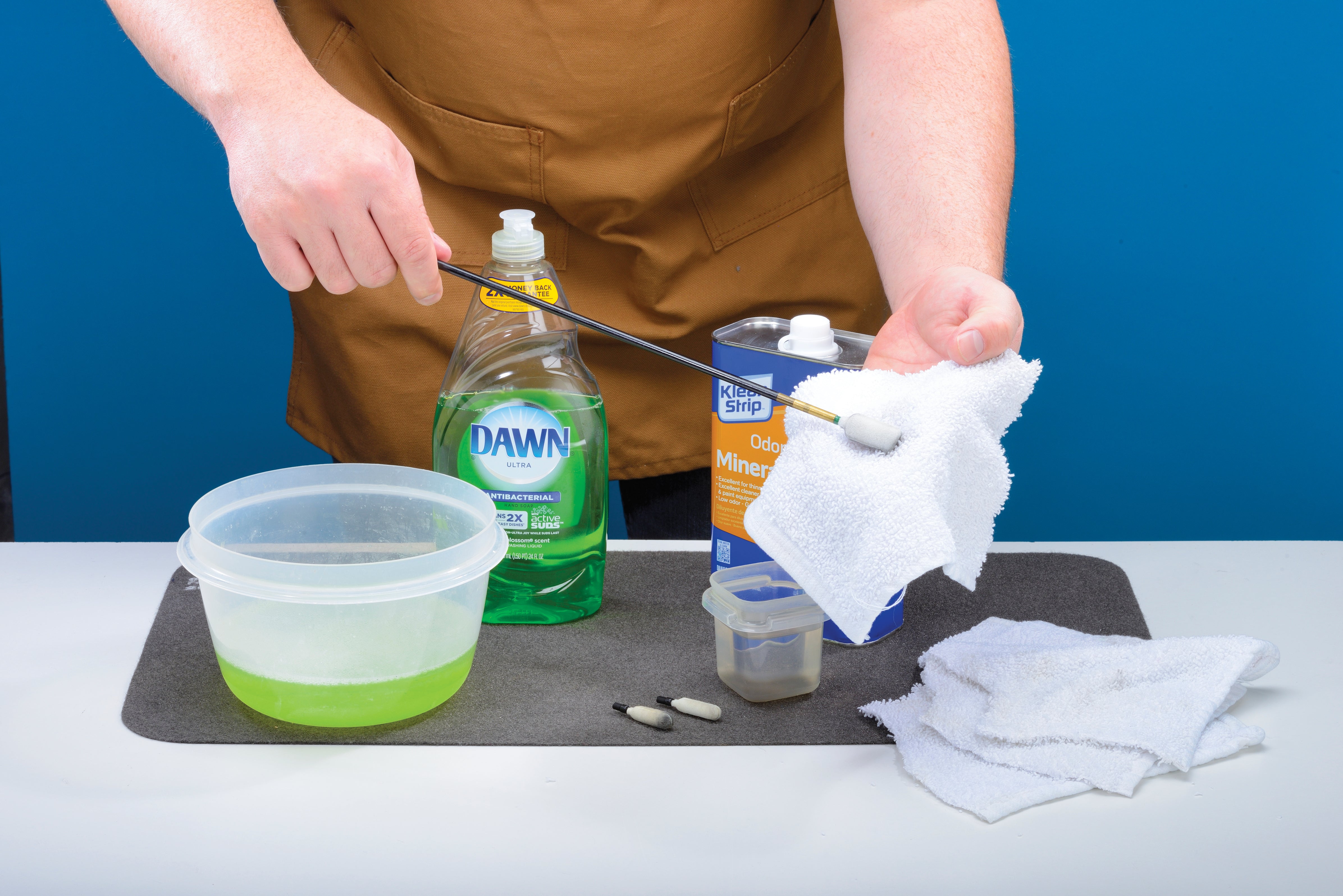 Swab-its foam swabs are washable and reusable. Clean Swab-its foam swabs with dish soap.