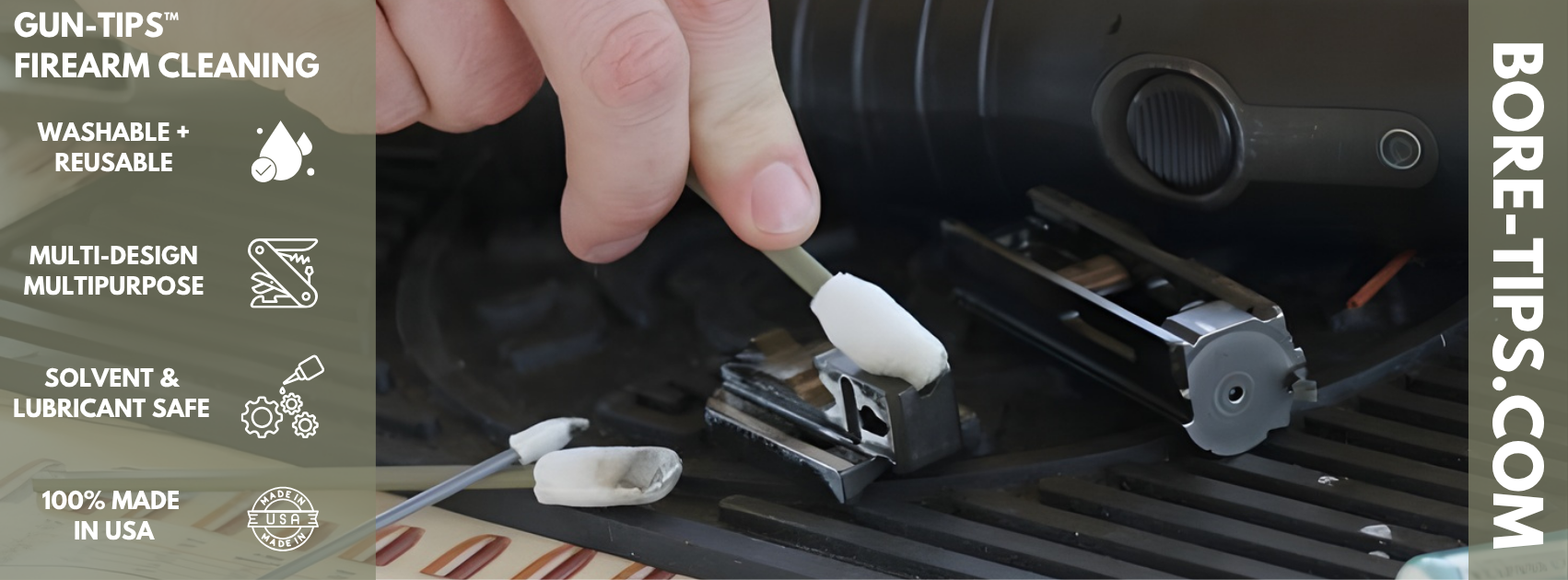 Gun-tips offer the best cleaning on all your action areas of your firearm!