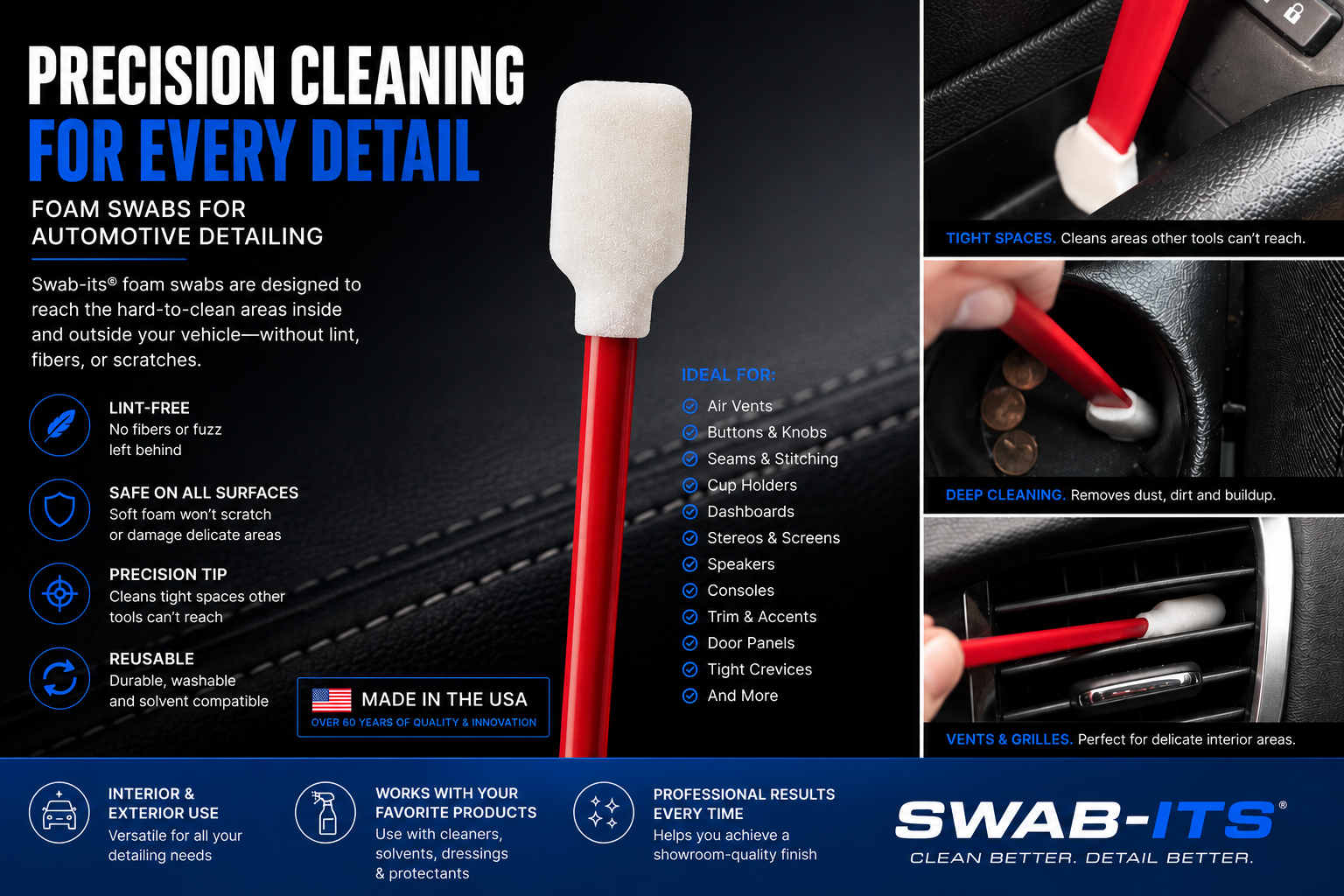 Swab-its Auto Detailing Swabs - The perfect swabs for cleaning your car and getting all those hard to reach areas!
