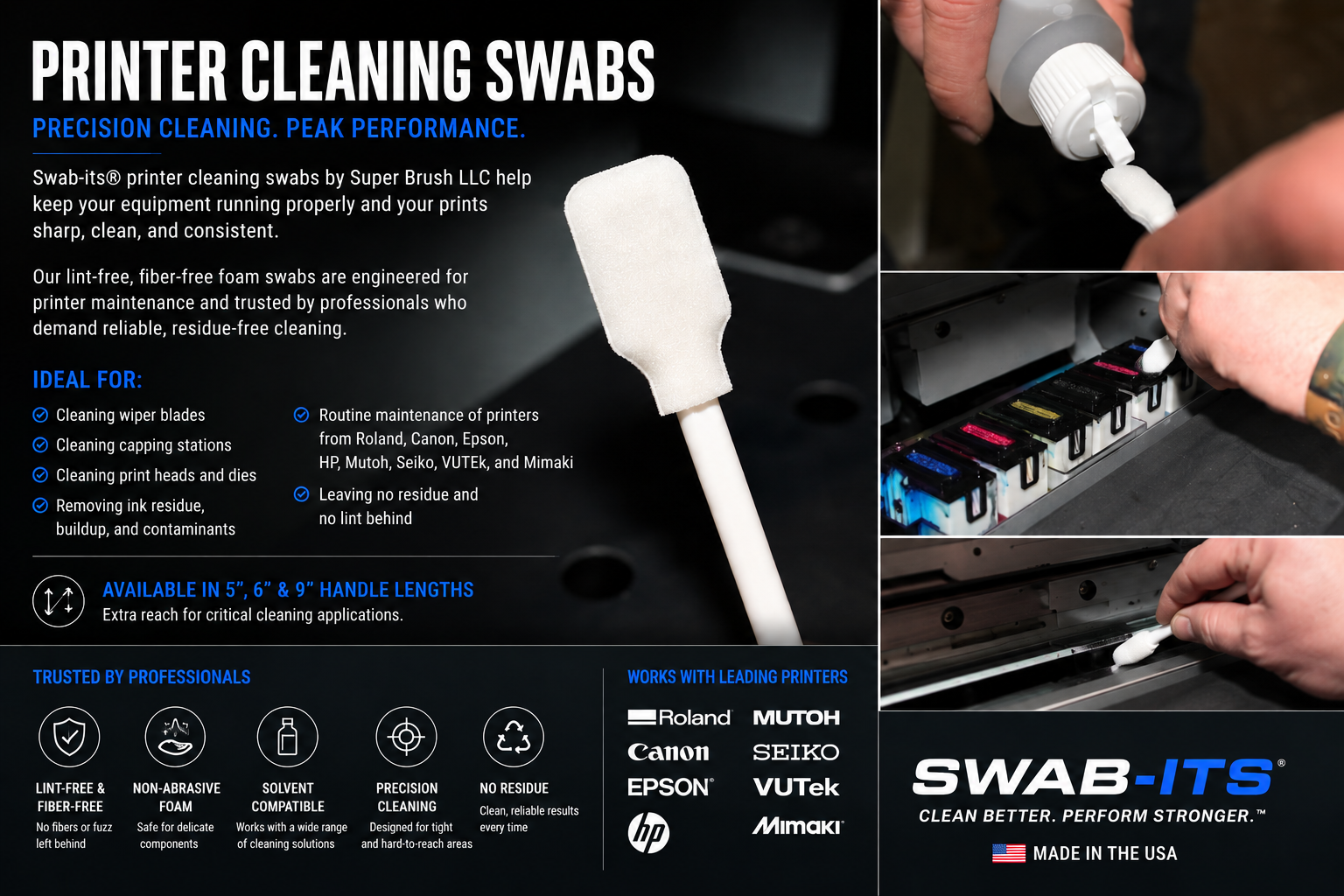 Swab-its Printer Cleaning Foam Swabs - the perfect swab for cleaning all wide-format printers!