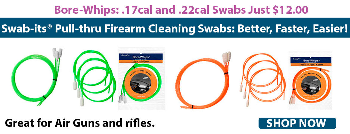 Swab-its Pull-thru firearm cleaning swabs. Perfect for air rifles and rifles. Sold in .17cal and .22cal. 