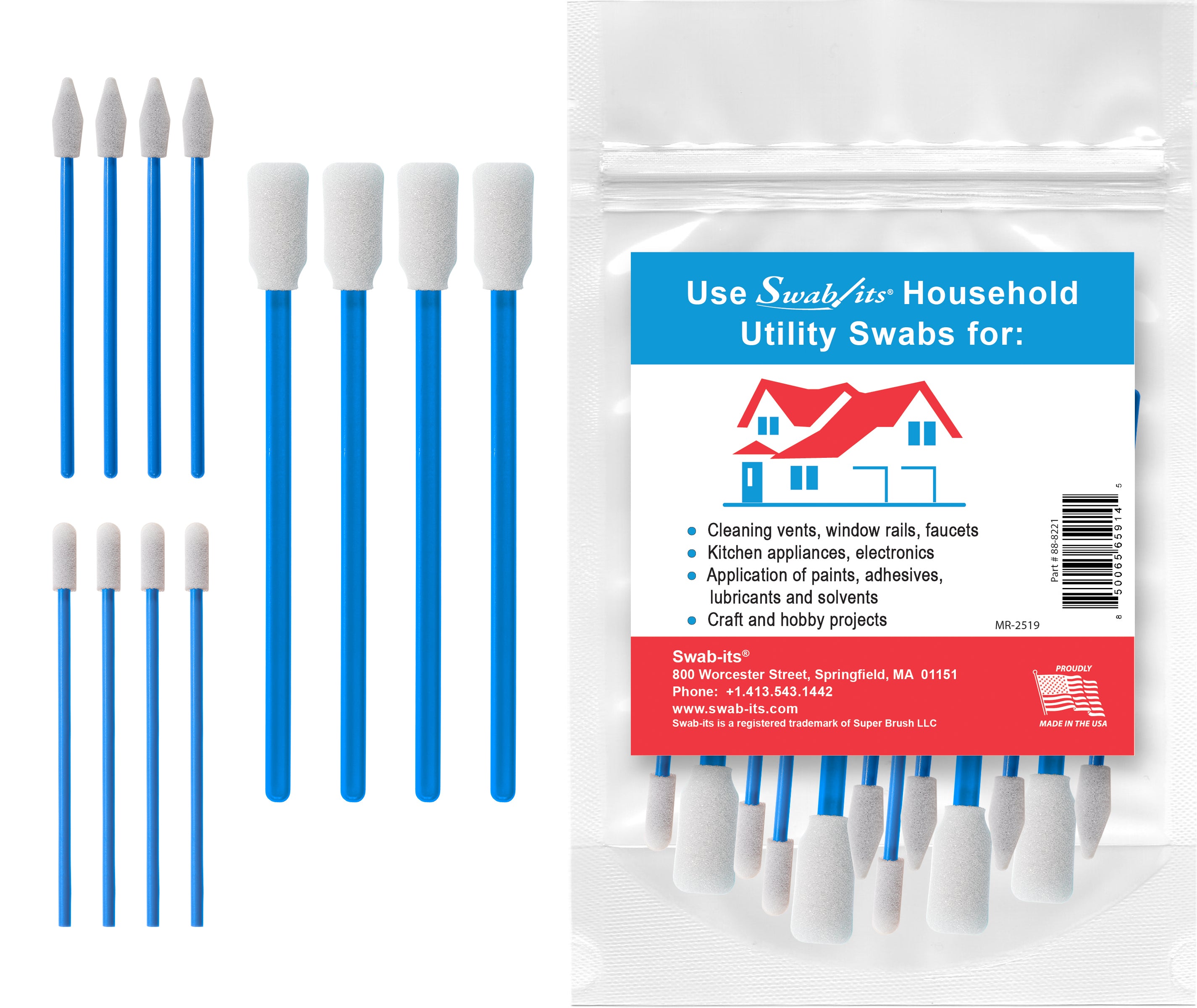 (6 Bag Case) Swab-its® Case of 12-piece Package of Household Cleaning Foam Swabs: 88-8221-HW
