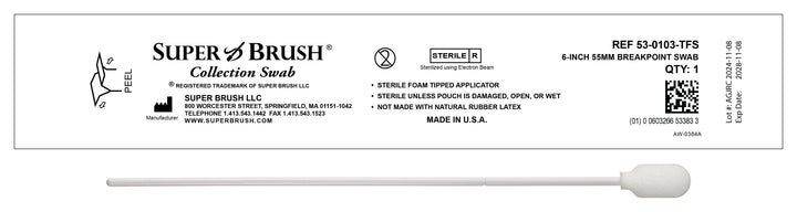 NEW Sterile Sample Collection Foam Swabs – 6” Bulb Tip with 55mm Breakpoint | Case of 1,500 | 53-0103-TFS-CS