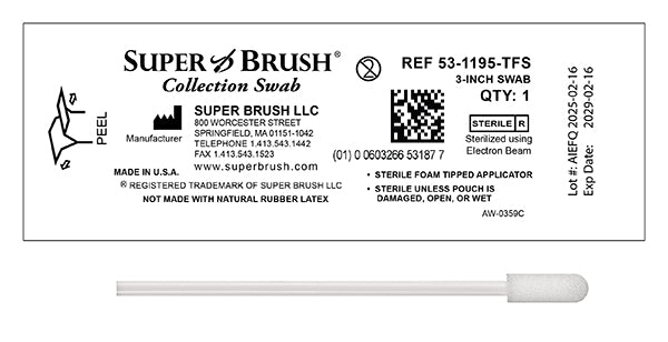 (New) Case of 2,200 Swabs - 3" Mini Tip Sterile Sample Collection Swab: 53-1195-TFS-CS