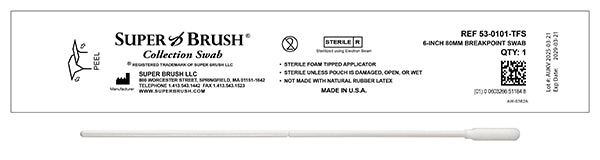 Sterile Sample Collection Foam Swabs – 6" Narrow Mitt Tip with 80mm Breakpoint