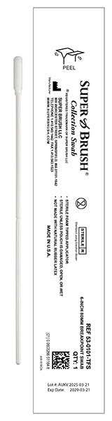 (New) Case of 1,500 Swabs - 6" Narrow Mitt 80mm Breakpoint Sterile Sample Collection Swab: 53-0101-TFS-CS