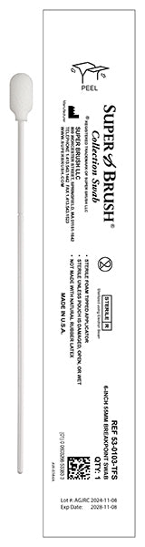 (New) Case of 1,500 Swabs - 6" Bulb Tip 55mm Breakpoint Sterile Sample Collection Swab: 53-0103-TFS-CS