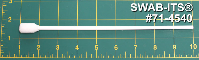 (Case of 5,000 Swabs) 71-4540: 9” overall length swab with rectangular foam mitt on an extra-long polypropylene handle