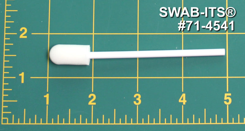 (Bag of 500 Swabs) 71-4541: 3.875” overall length swab with cylindrical style foam mitt and polypropylene handle.