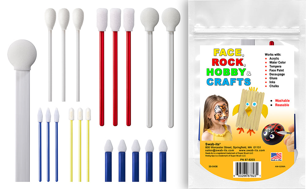 Swab-its® Hobby-Tips™ 20-Piece Premium Applicator Kit Foam Tipped Crafting Applicators - Face, Rock, Hobby, Painting, Crafts