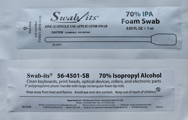 Swab-its® 5" Large Rectangular Foam Swab with 70% IPA – Individually Wrapped (25 Pack) | 56-4501-SB-25