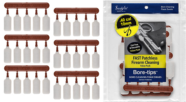(Value Bag) .40cal/.44cal/10mm/410 Gauge Gun Cleaning Bore-tips® by Swab-its®: Barrel Cleaning Swabs: 41-4006