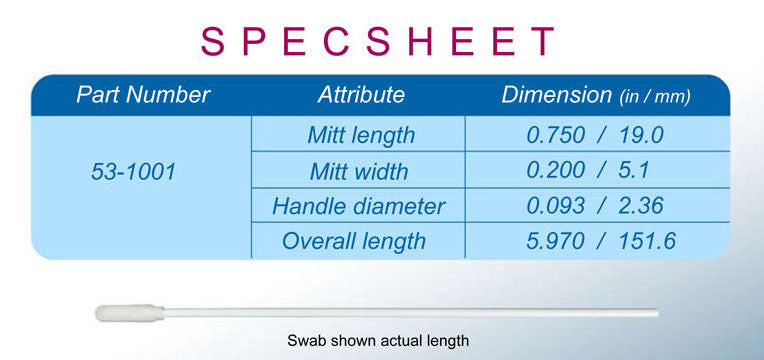 53-1001: New 6" Premium Sterile Foam Tipped Applicators by Swab-its®